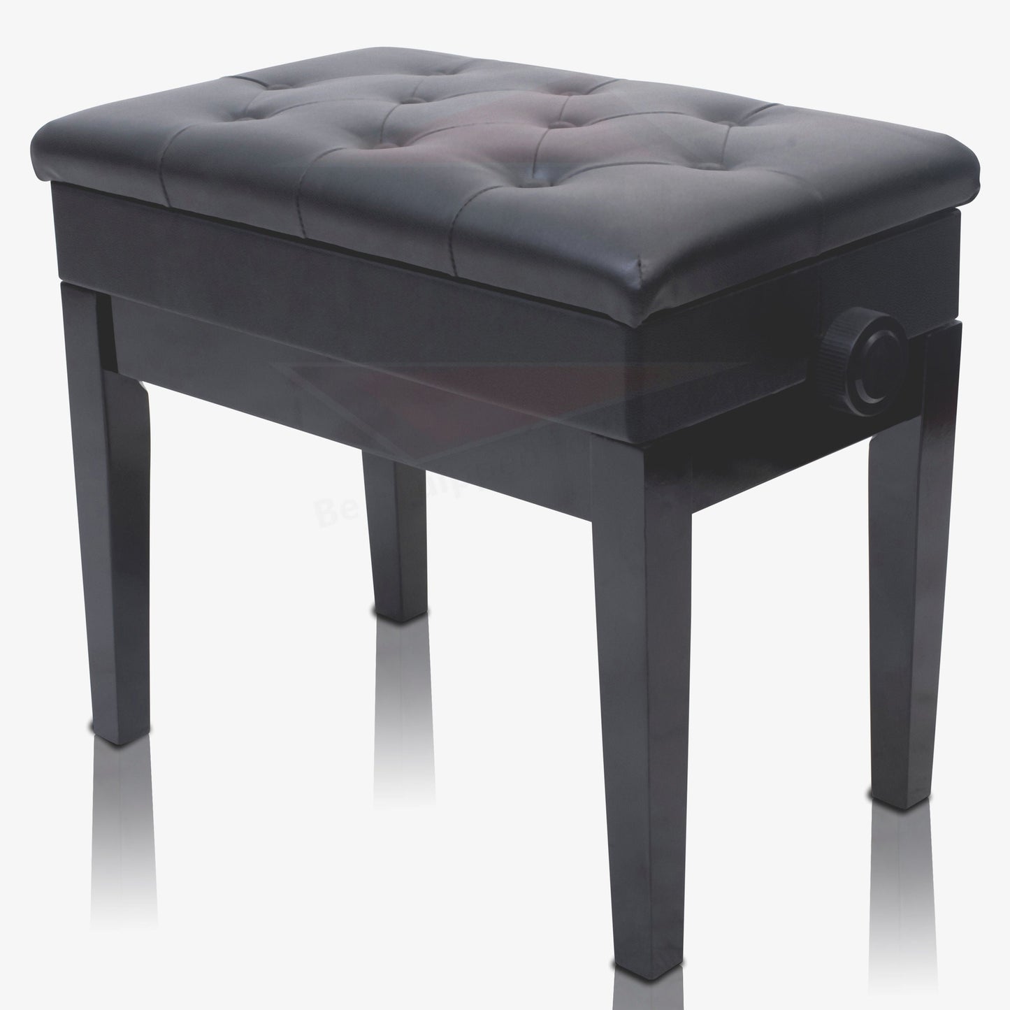 GRIFFIN Premium Antique Piano Bench | Adjustable Black Solid Wood Frame & PU Leather Padded Cushion | Vintage Ergonomic Musicians Keyboard Chair | Guitar Stool, Home Vanity Bench | Sheet Music Storage