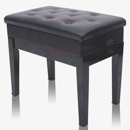 GRIFFIN Premium Antique Piano Bench | Adjustable Black Solid Wood Frame & PU Leather Padded Cushion | Vintage Ergonomic Musicians Keyboard Chair | Guitar Stool, Home Vanity Bench | Sheet Music Storage