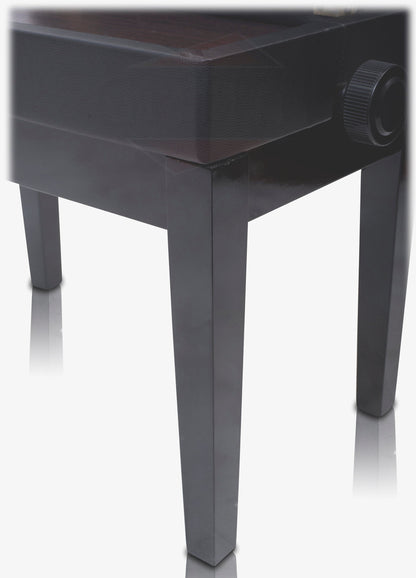 GRIFFIN Premium Antique Piano Bench | Adjustable Black Solid Wood Frame & PU Leather Padded Cushion | Vintage Ergonomic Musicians Keyboard Chair | Guitar Stool, Home Vanity Bench | Sheet Music Storage