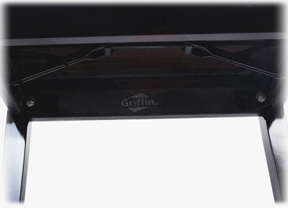 GRIFFIN Premium Antique Piano Bench | Adjustable Black Solid Wood Frame & PU Leather Padded Cushion | Vintage Ergonomic Musicians Keyboard Chair | Guitar Stool, Home Vanity Bench | Sheet Music Storage