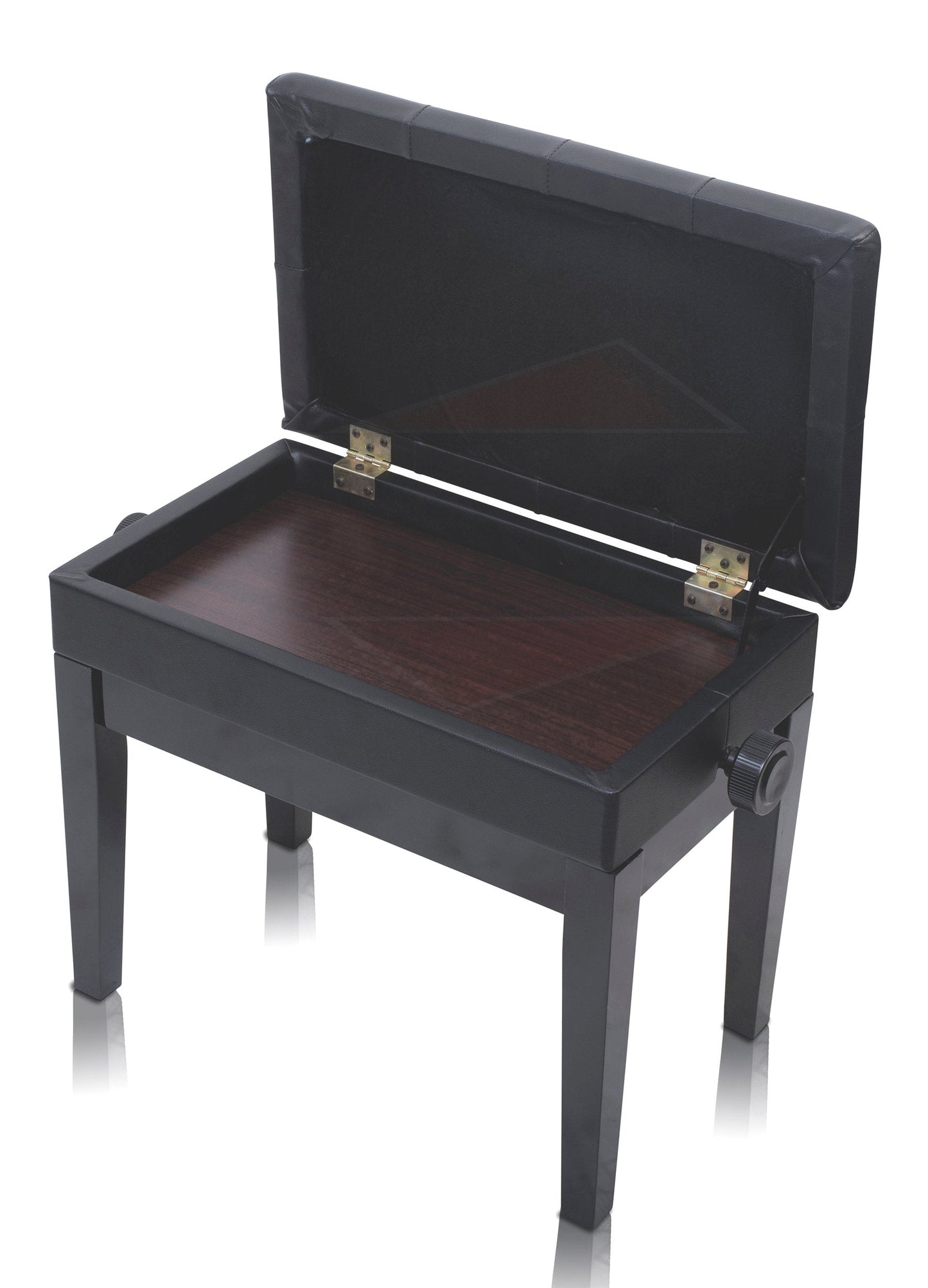 GRIFFIN Premium Antique Piano Bench | Adjustable Black Solid Wood Frame & PU Leather Padded Cushion | Vintage Ergonomic Musicians Keyboard Chair | Guitar Stool, Home Vanity Bench | Sheet Music Storage