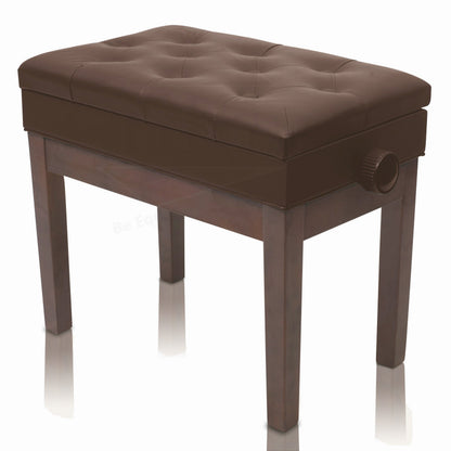 Adjustable Piano Brown PU Leather Bench by GRIFFIN - Vintage Stylish Design, Heavy-Duty & Ergonomic Keyboard Stool - Comfortable Seat & Hidden Storage