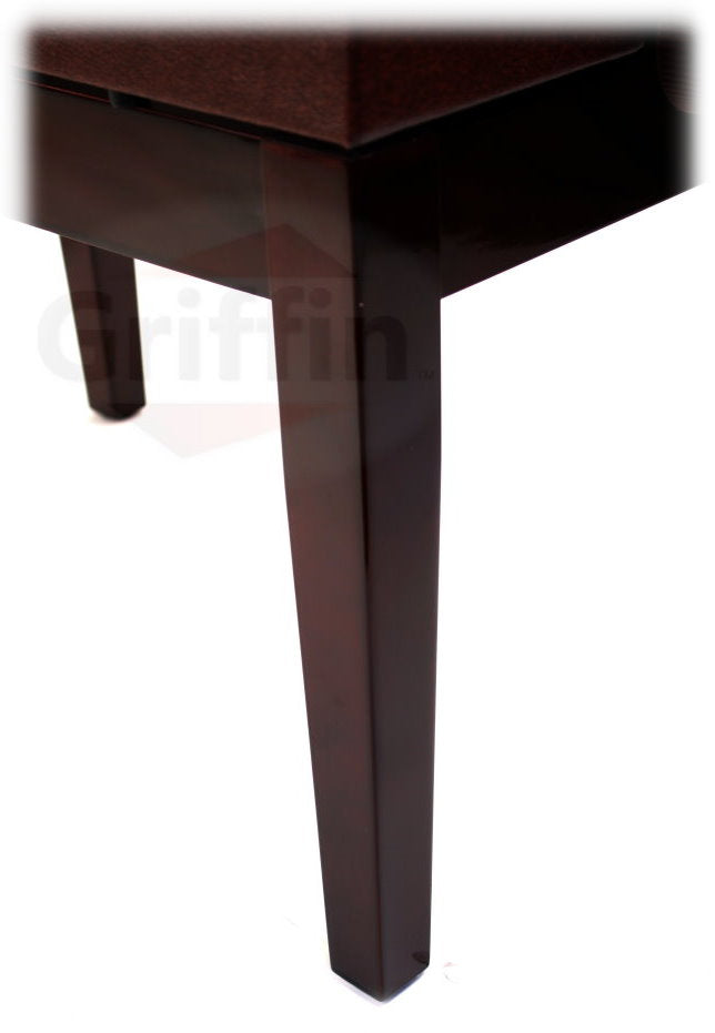 Adjustable Piano Brown PU Leather Bench by GRIFFIN - Vintage Stylish Design, Heavy-Duty & Ergonomic Keyboard Stool - Comfortable Seat & Hidden Storage