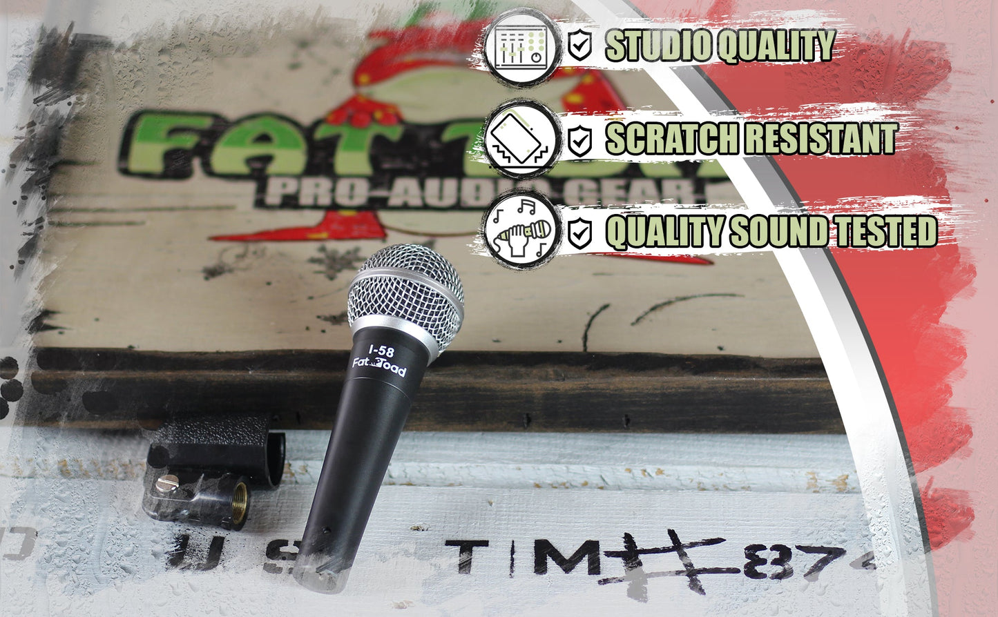 Cardioid Dynamic Microphone with Mic Clip by FAT TOAD - Vocal Handheld, Unidirectional Mic - Singing Wired Microphone for Music Stage Performances