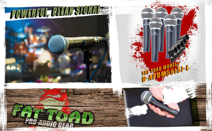 Studio Recording Microphones with Clips (5 Pack) by FAT TOAD - Vocal Handheld, Unidirectional Wired Mic - Cardioid Dynamic Singing Microphone