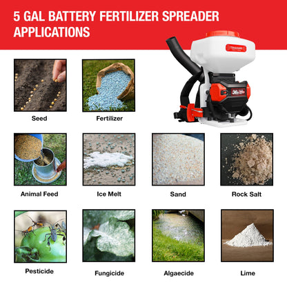 5 Gal Battery-Powered Fertilizer Spreader Broadcast Lawn Seed Ice Melt Salt