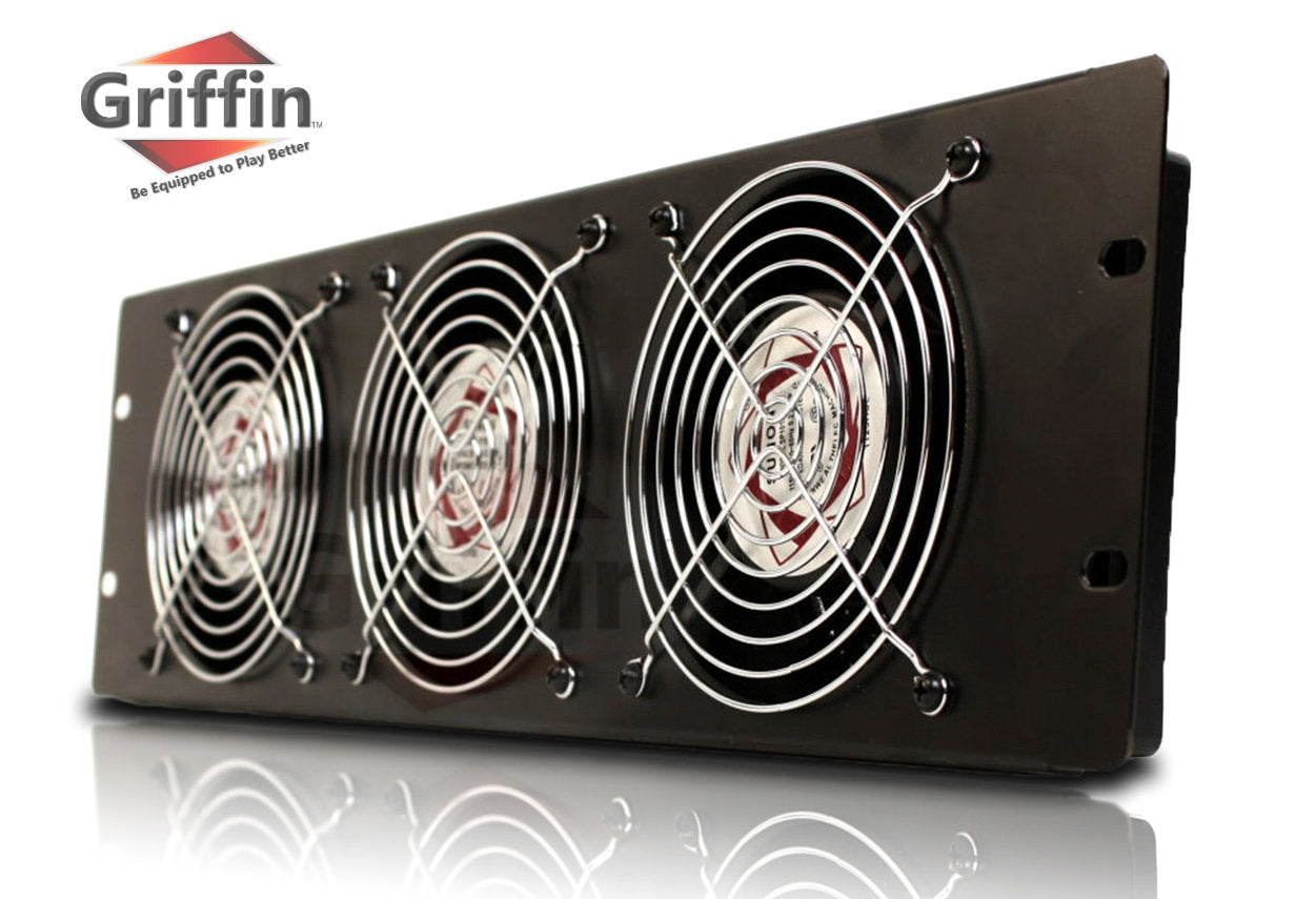 GRIFFIN Rackmount Cooling Fan - 3U Ultra-Quiet Triple Exhaust Fans, Keep Studio Audio Equipment Gear Cool - Rack Mount on Network IT System Server