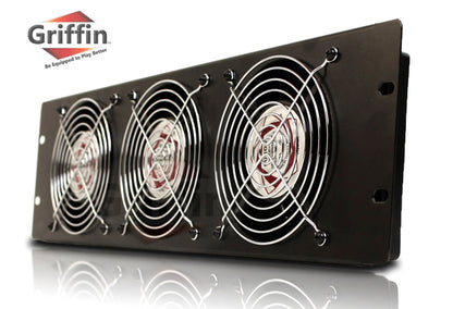 GRIFFIN Rackmount Cooling Fan - 3U Ultra-Quiet Triple Exhaust Fans, Keep Studio Audio Equipment Gear Cool - Rack Mount on Network IT System Server