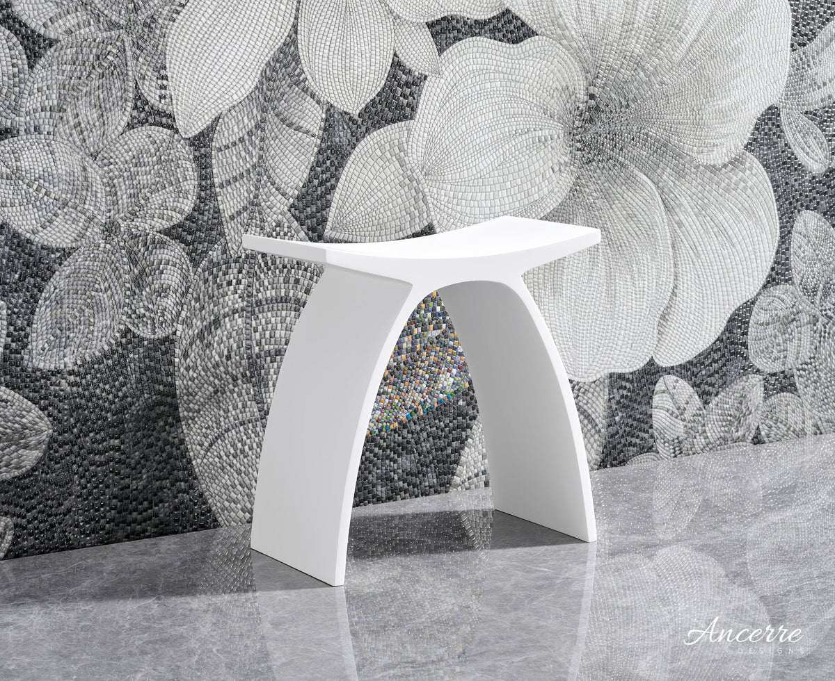 ARCSTONE 17"  Freestanding Solid Surface Bathstool