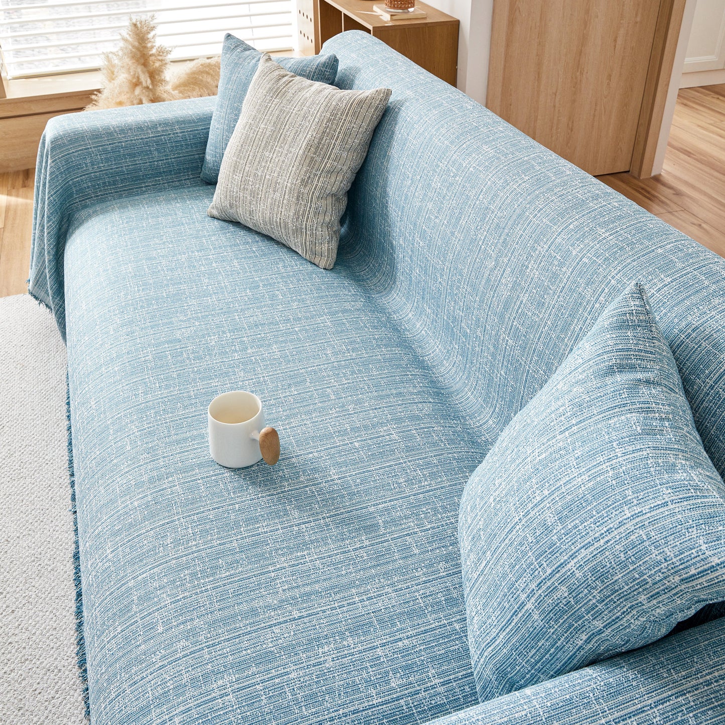 Couch Cover Blanket Couch Covers for Most Shape Sofas Washable Durable Sofa Throw Cover with Tassels
