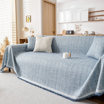 Couch Cover Blanket Couch Covers for Most Shape Sofas Washable Durable Sofa Throw Cover with Tassels