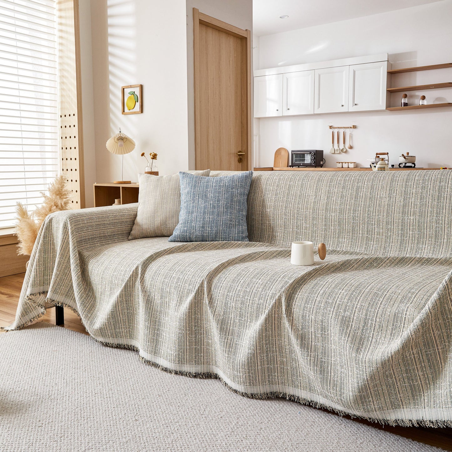Couch Cover Blanket Couch Covers for Most Shape Sofas Washable Durable Sofa Throw Cover with Tassels
