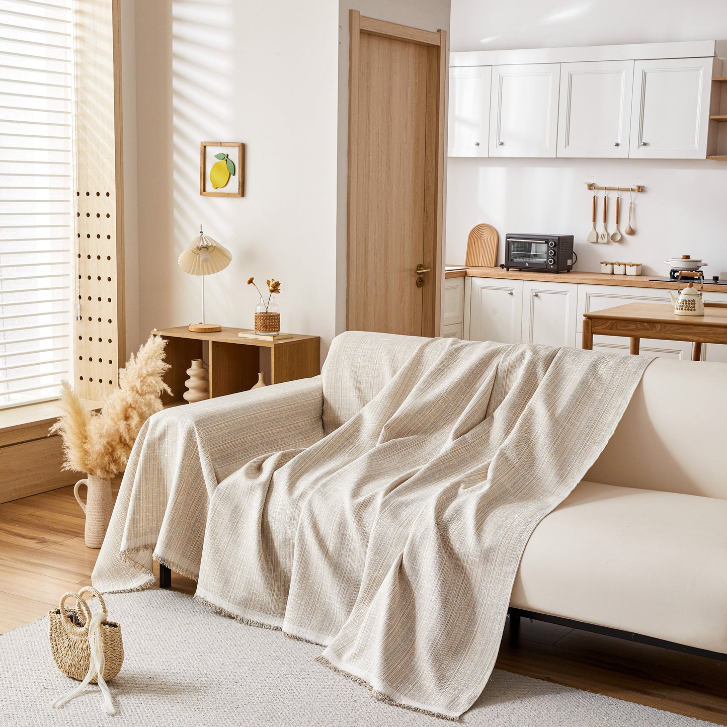 Couch Cover Blanket Couch Covers for Most Shape Sofas Washable Durable Sofa Throw Cover with Tassels