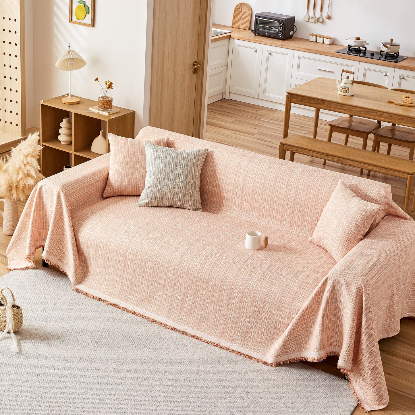 Couch Cover Blanket Couch Covers for Most Shape Sofas Washable Durable Sofa Throw Cover with Tassels