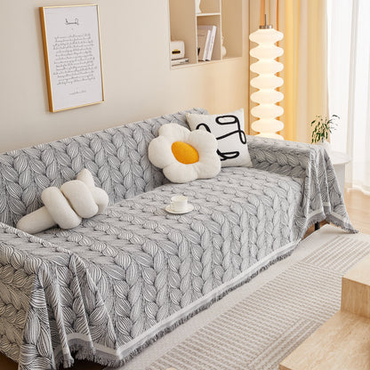 Leaf Universal Furniture Protector Chenille Couch Cover, Large Couch Cover Blanket for Couch Sofa