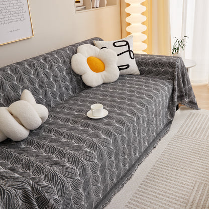 Leaf Universal Furniture Protector Chenille Couch Cover, Large Couch Cover Blanket for Couch Sofa