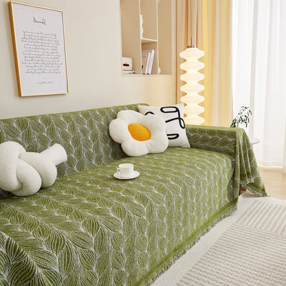 Leaf Universal Furniture Protector Chenille Couch Cover, Large Couch Cover Blanket for Couch Sofa