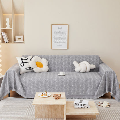Leaf Universal Furniture Protector Chenille Couch Cover, Large Couch Cover Blanket for Couch Sofa