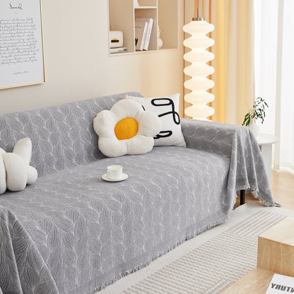 Leaf Universal Furniture Protector Chenille Couch Cover, Large Couch Cover Blanket for Couch Sofa