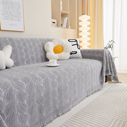 Leaf Universal Furniture Protector Chenille Couch Cover, Large Couch Cover Blanket for Couch Sofa
