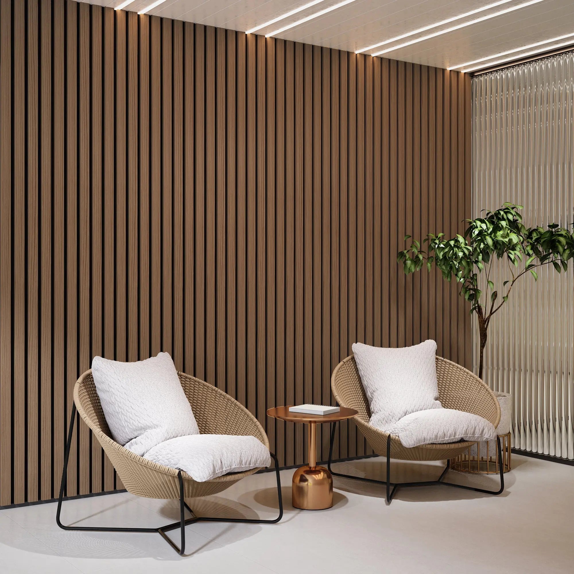 Solid Wood Acoustic Slat Wall Panels (Broad Strip)