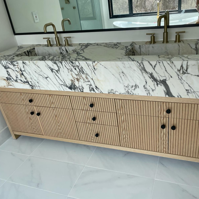 Porcelain Double Sink Corchia Gold - Italian Calacatta Marble