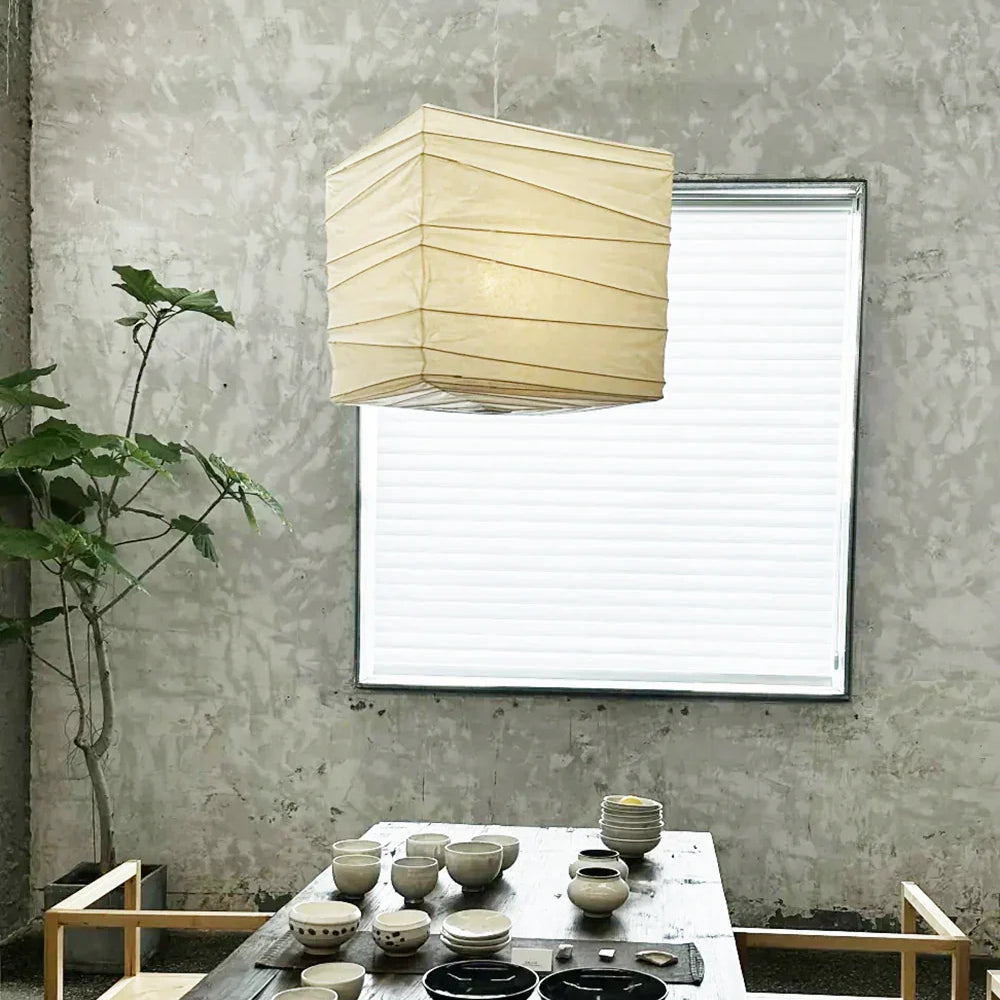 Kanso Square Rice Paper Pendant Light