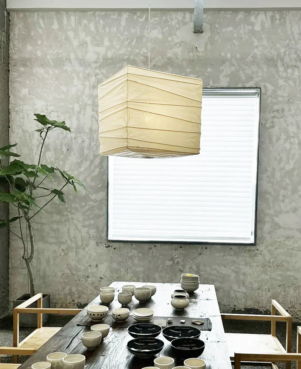 Kanso Square Rice Paper Pendant Light