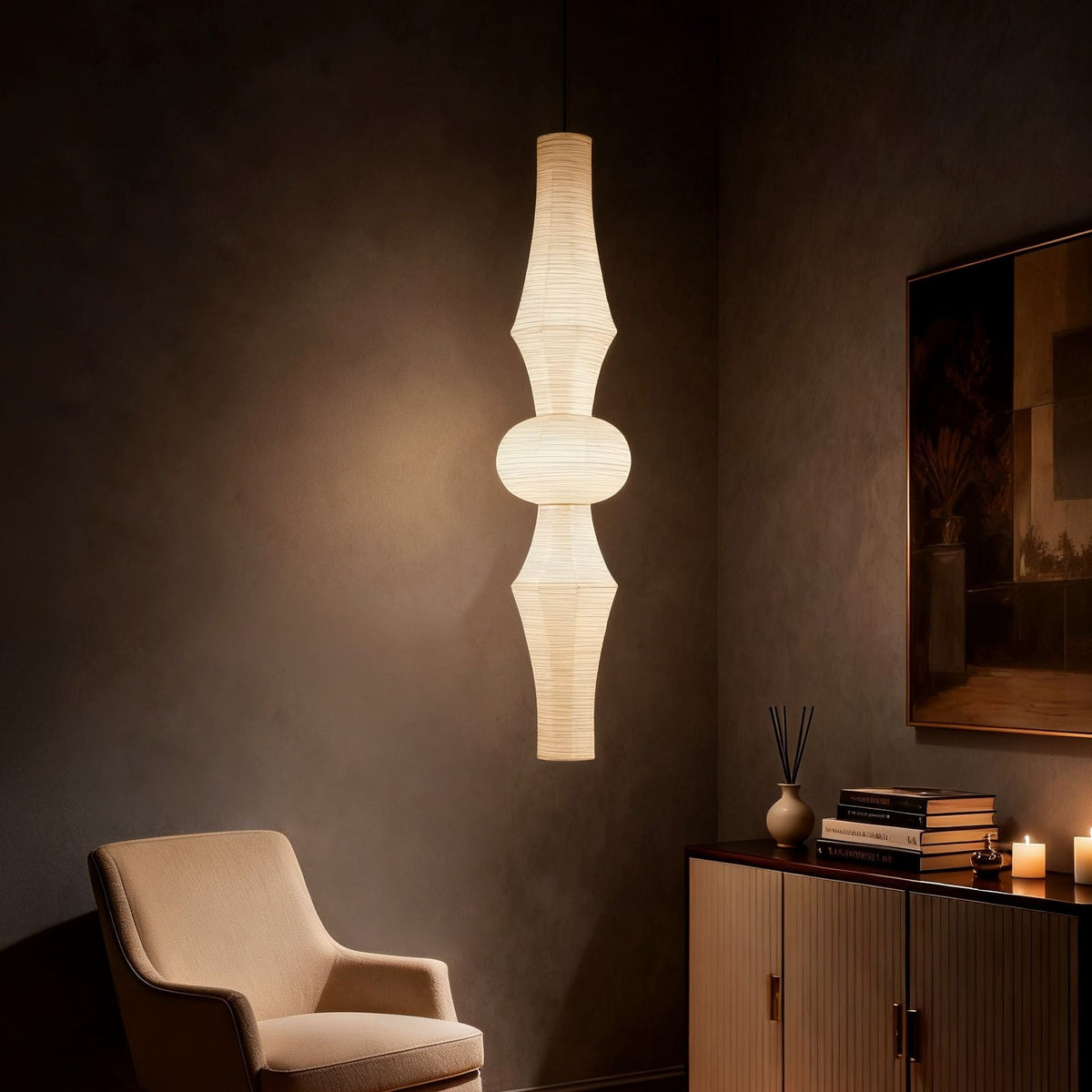 Washi Paper E Pendant Light