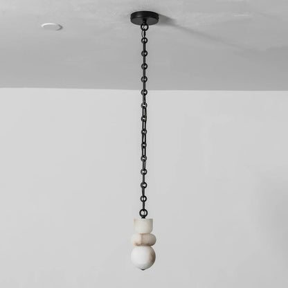 Alabaster Cylindrical Chain Chandelier