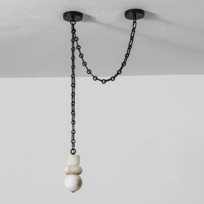 Alabaster Cylindrical Chain Chandelier