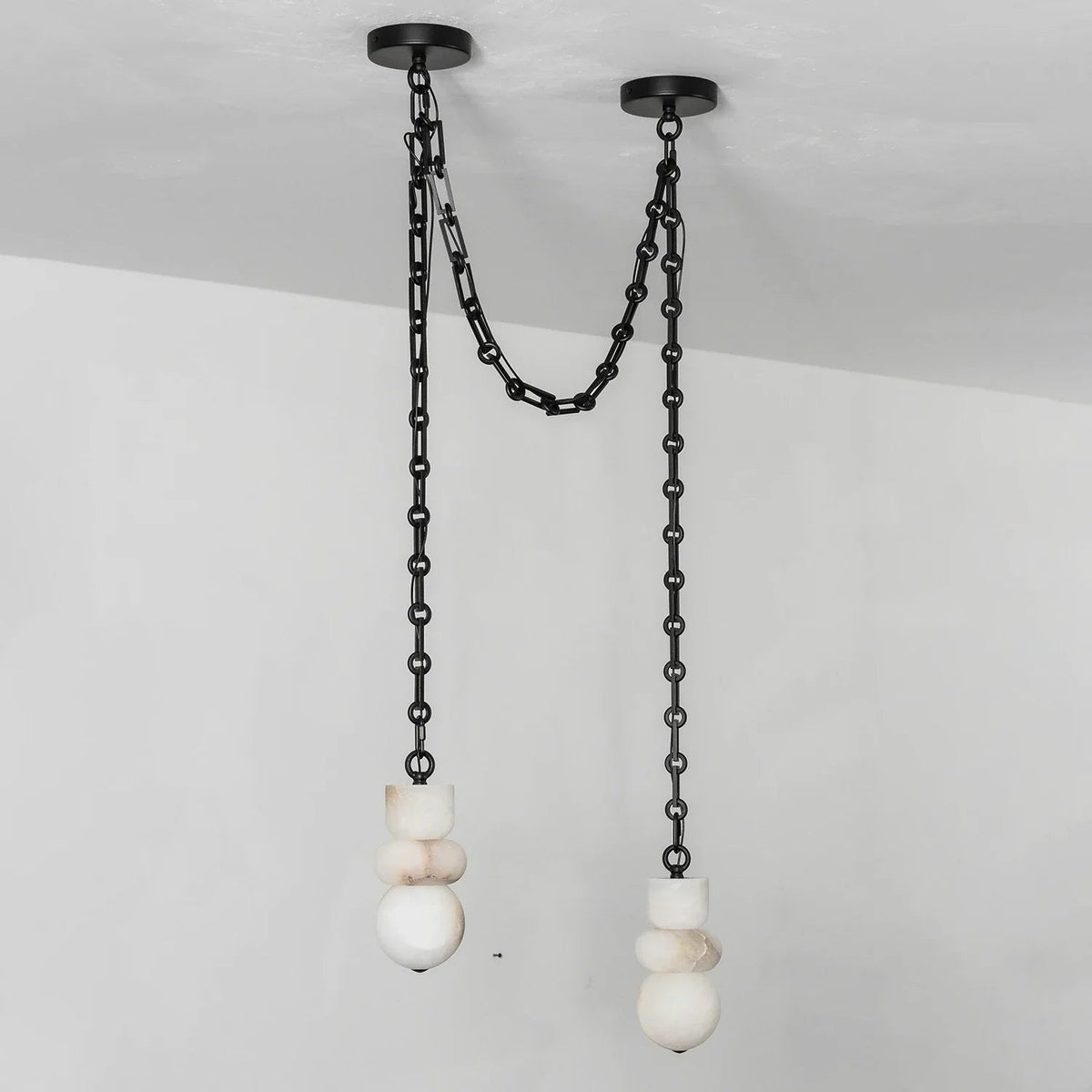 Alabaster Cylindrical Chain Chandelier