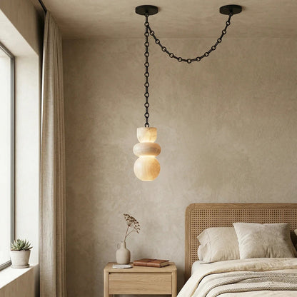 Alabaster Cylindrical Chain Chandelier