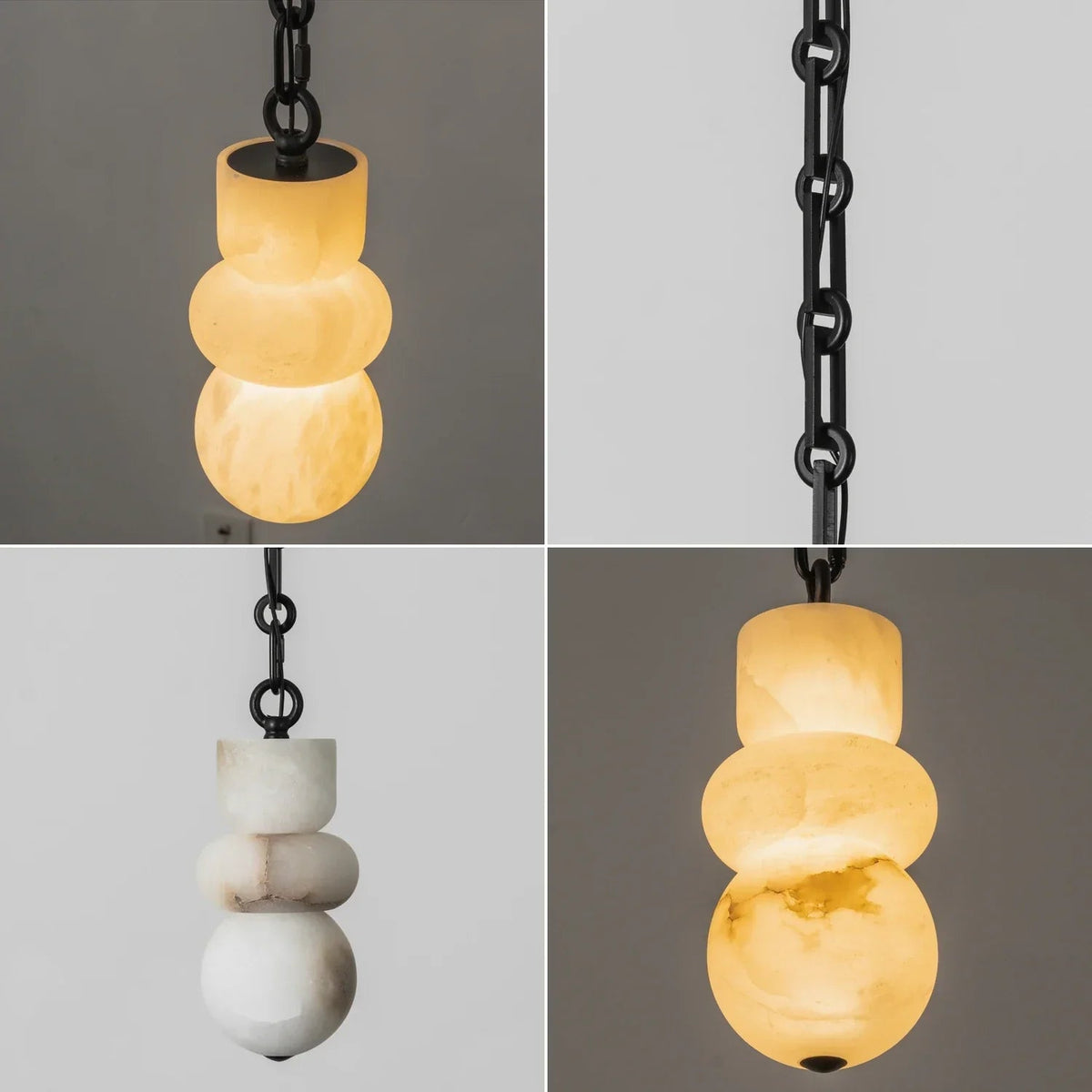 Alabaster Cylindrical Chain Chandelier