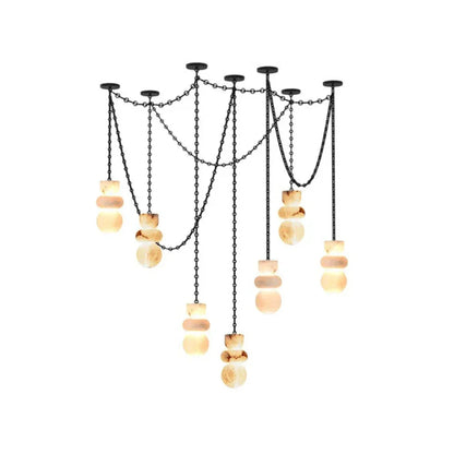Alabaster Cylindrical Chain Chandelier