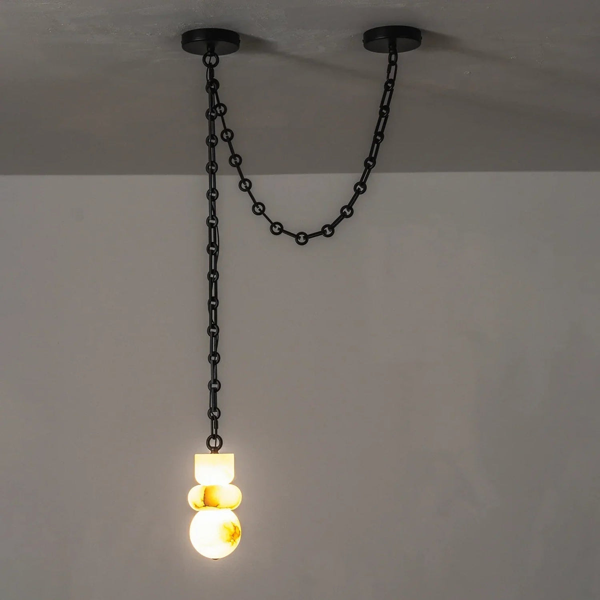 Alabaster Cylindrical Chain Chandelier