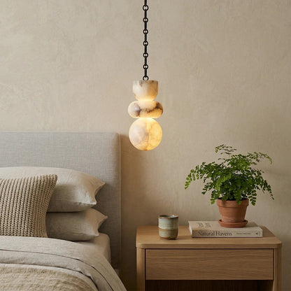 Alabaster Cylindrical Chain Chandelier