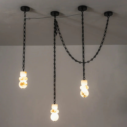 Alabaster Cylindrical Chain Chandelier