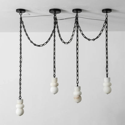 Alabaster Cylindrical Chain Chandelier