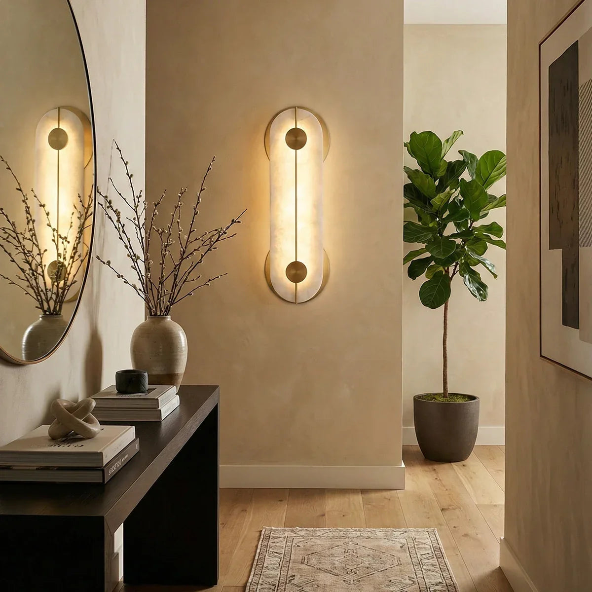 Alabaster Obvara Oval Wall Light
