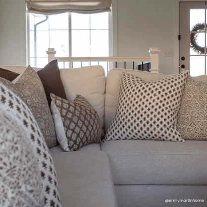 Mariella Floral Block Printed Pillow Cover | Mustard