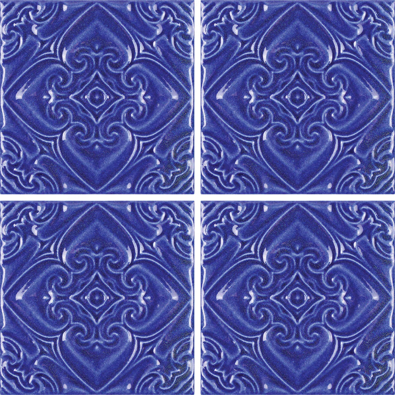Aquatica Atlantico Blu Deco Porcelain Pool Tile 6"x6" - Melange Collection