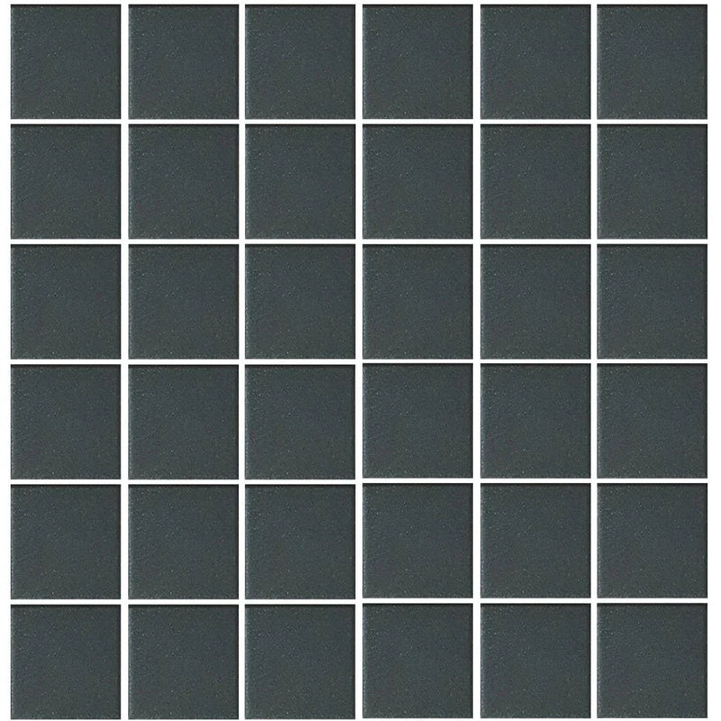 Aquatica Black 2"x2" Porcelain Mosaic Pool Tile 12"x12" - Unglazed Collection