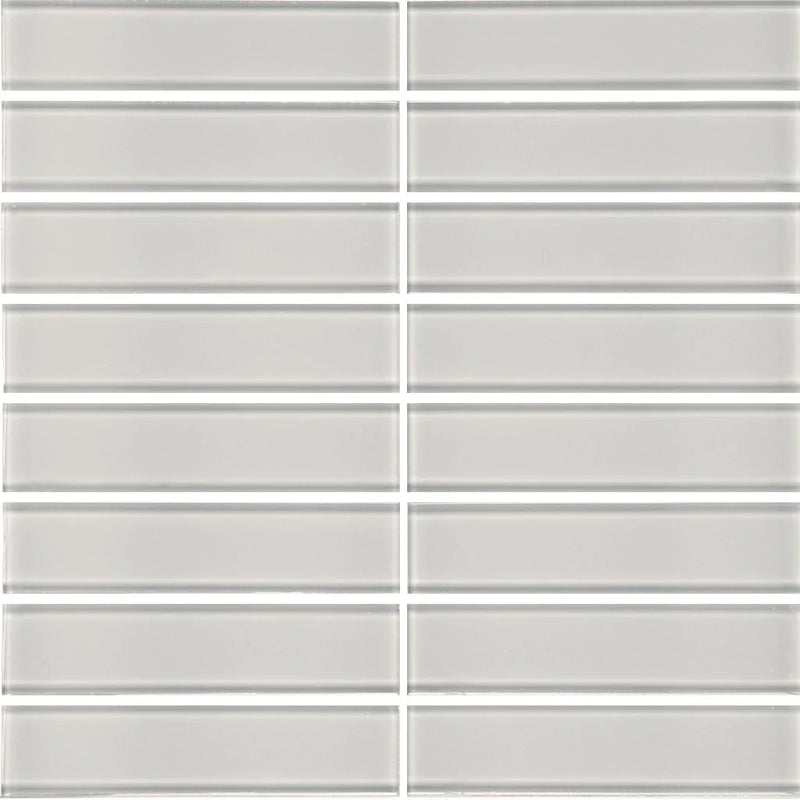 Aquatica Cloud 1.5"x6" Stacked Glass Mosaic Tile 11.75"x11.75" - Element Collection