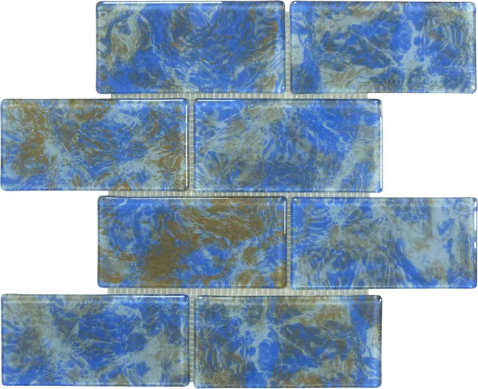 Aquatica Cosmic 3"x6" Glass Mosaic Tile 11.75"x11.75" - Stratos Collection