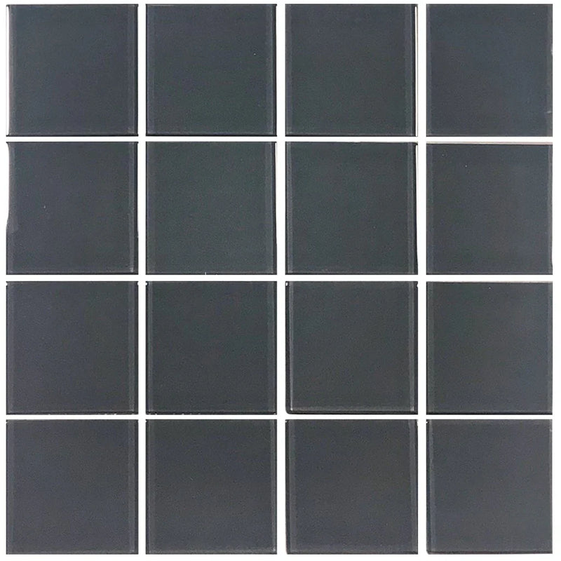 Aquatica Gray Solid Glass Mosaic Tile 12"x12" - Crystal Collection