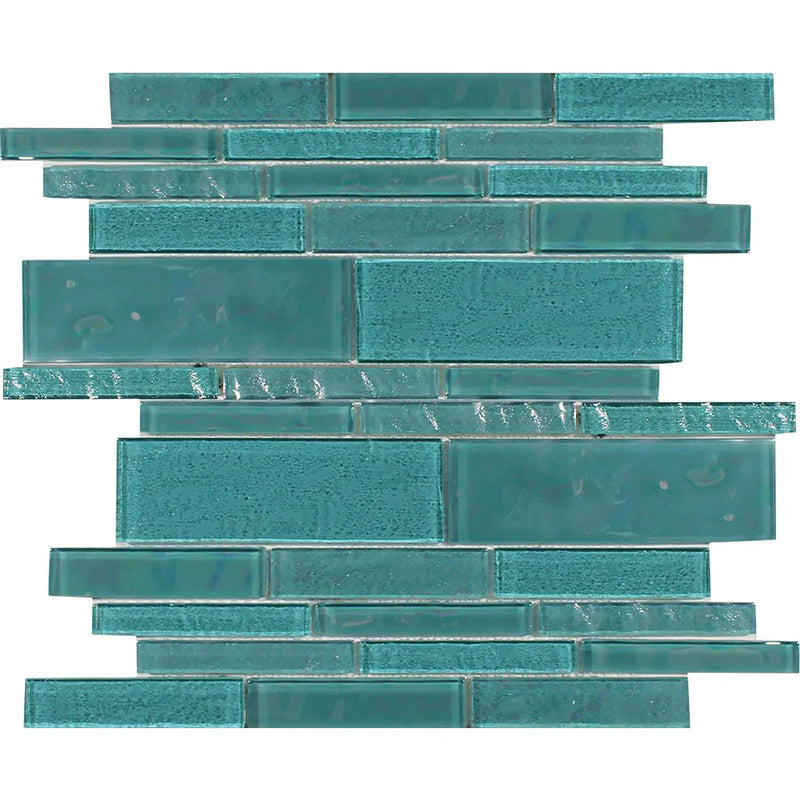 Aquatica Greenstone Linear Glass Mesh Tile 11.75"x11.75" - Treasure Collection