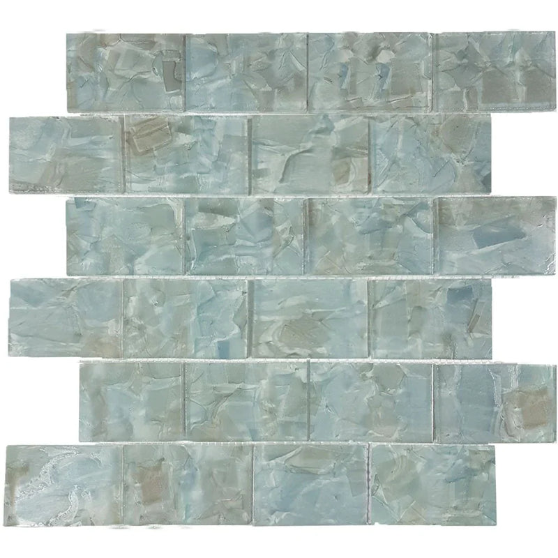 Aquatica Hyacinth 2"x3" Glass Mosaic Tile 11.75"x11.75" - Flower Glass Collection