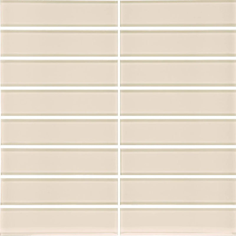 Aquatica Sand 1.5"x6" Stacked Glass Mosaic Tile 11.75"x11.75" - Element Collection