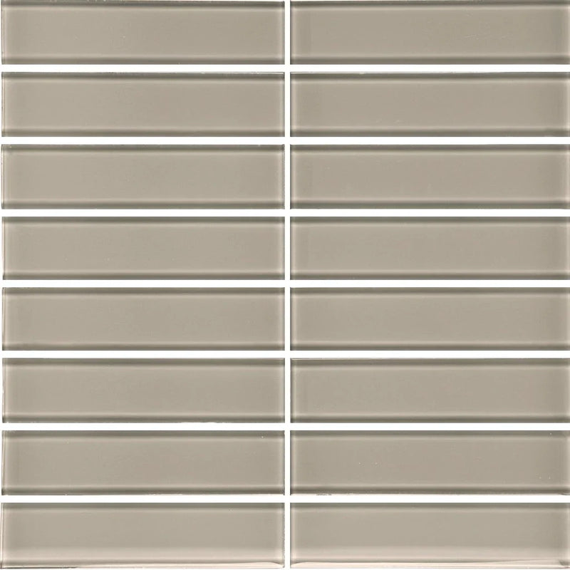 Aquatica Smoke 1.5"x6" Stacked Glass Mosaic Tile 11.75"x11.75" - Element Collection